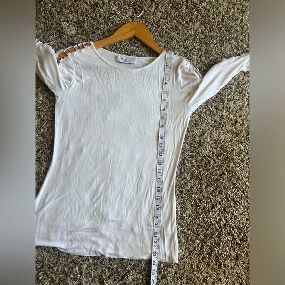Bailey 44 hooped long sleeve white top size Small grunge neutral - Picture 9 of 10